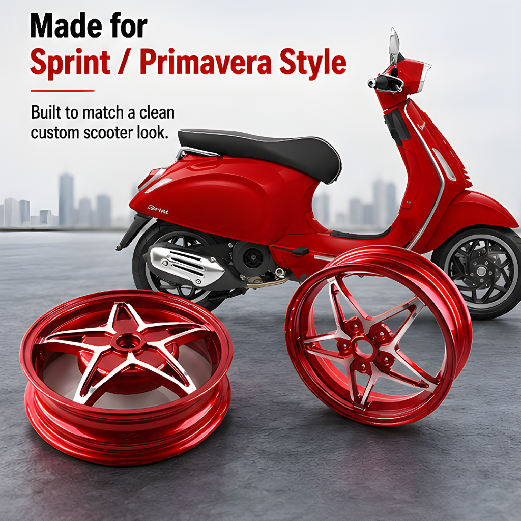 Vespa 150 Five-star Style Rim Set - Red thumbnail 3