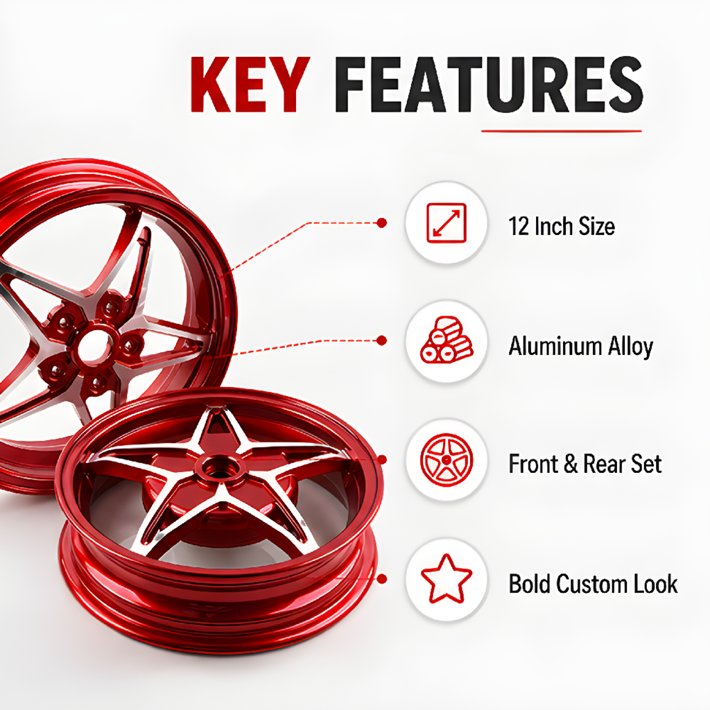 Vespa 150 Five-star Style Rim Set - Red thumbnail 4