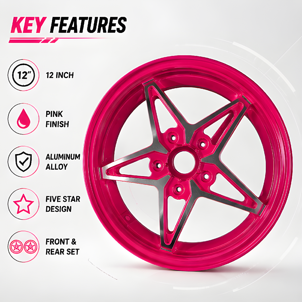 Vespa 150 Five-star Style Rim Set - Pink Red thumbnail 4